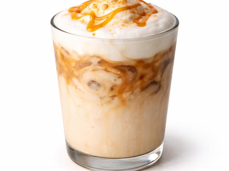 Iced latte with caramel drizzle