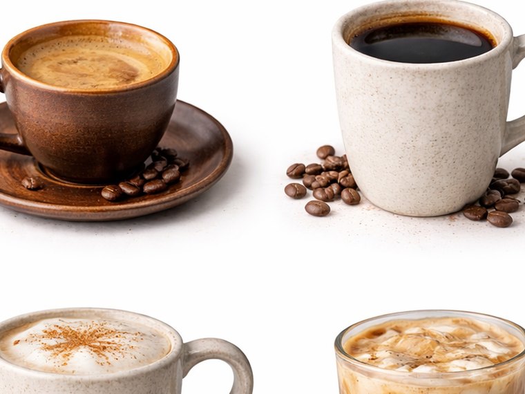 A row of TeAdoro specialty lattes